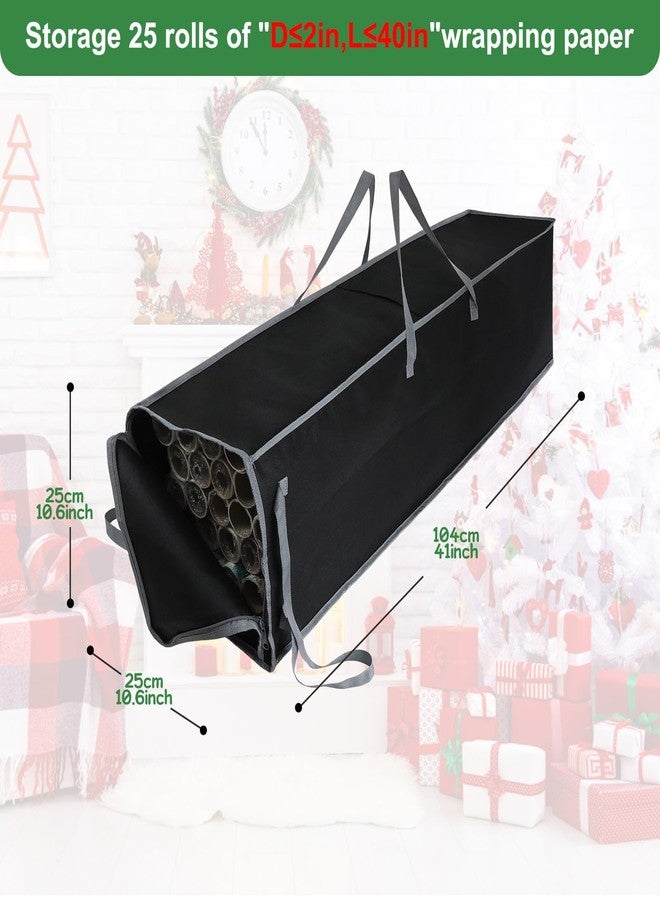 Demao Large Wrapping Paper Storage Bag – 41" Christmas Gift Wrap Organizer with Reinforced Handles, Holds 25 Rolls – Black & Gray Two-Tone Design, Dustproof & Stain-Resistant for wrap paper Storage - Image 2